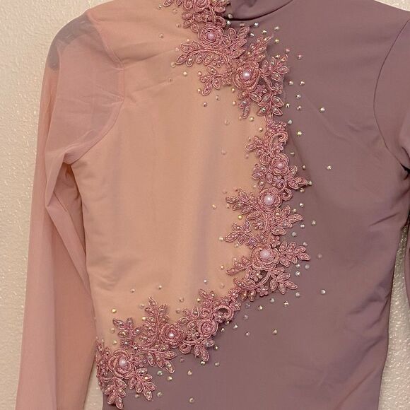 WEISSMAN solo Dance Costume long sleeve lavender MOCK NECK LEOTARD MT11439 LC - Picture 6 of 12